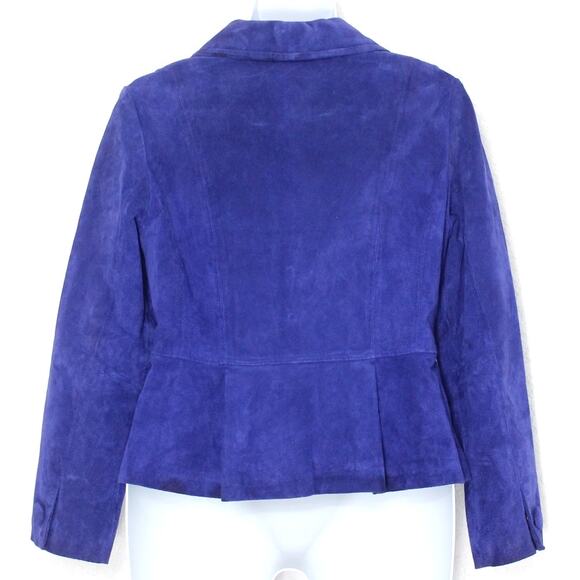 Live A Little Suede Leather Jacket Size L Buttoned Pleated - Picture 4 of 6